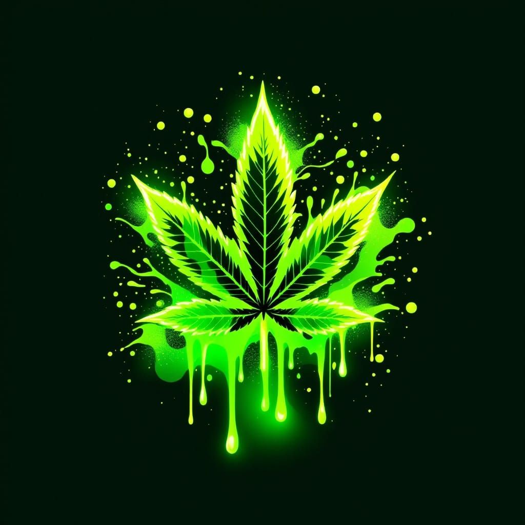 Electric Acid Drip Art in Neon Green