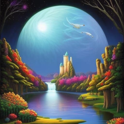 Sci-Fi Alien Zen Garden Under Cosmic Sky