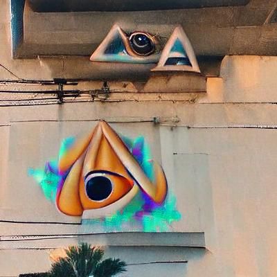 Surreal Eye Over Cityscape