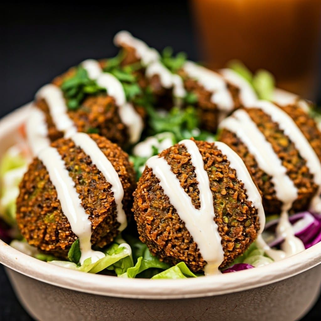 Juicy Falafel with Tahini: Street Food Close-Up