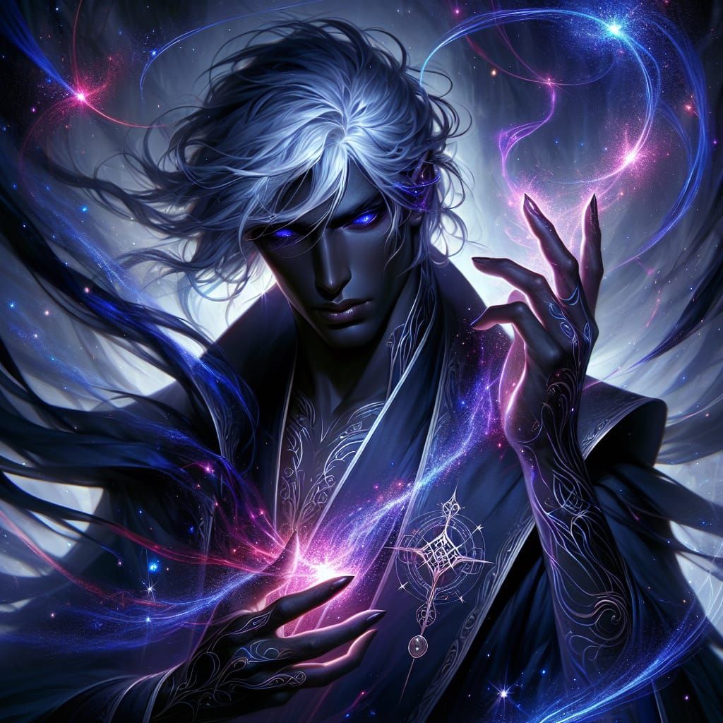 Majestic Mage of the Cosmos in Dramatic Lighting