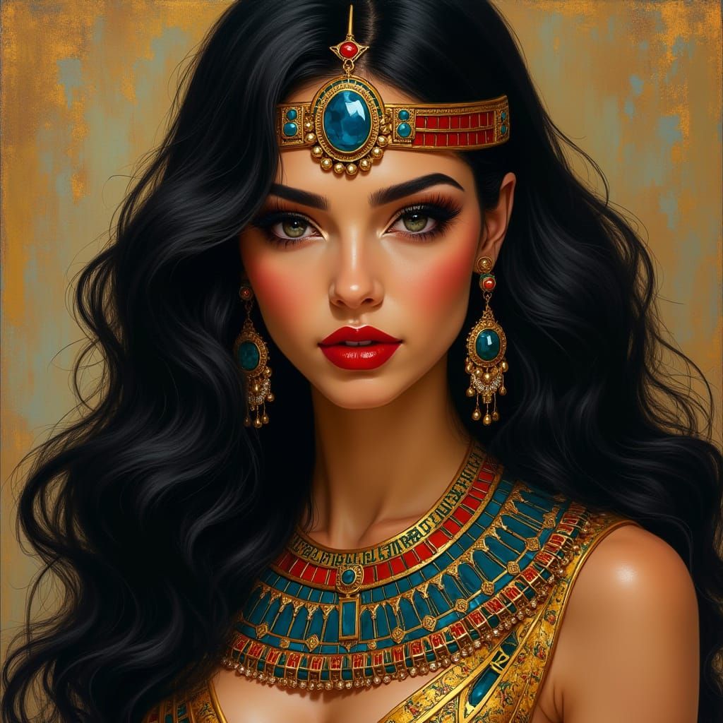 Regal Egyptian Lady in Opulent Attire