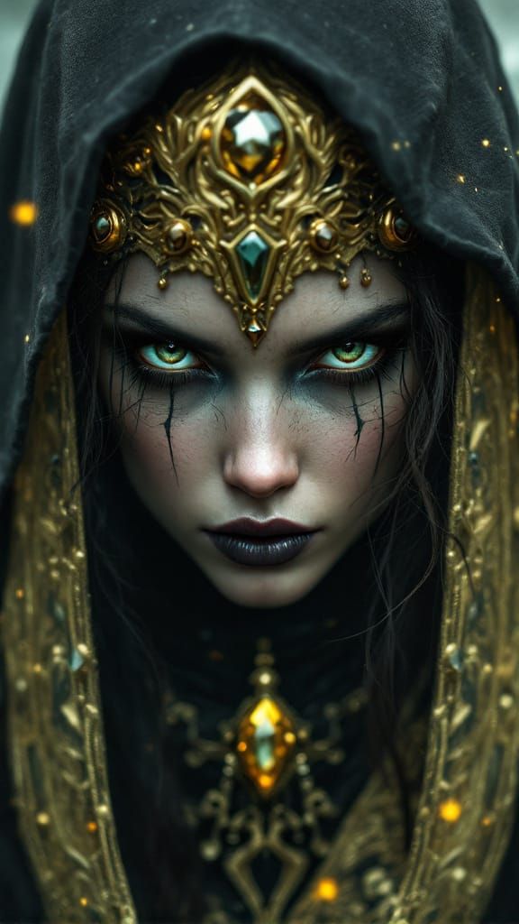 Enchantress in Gothic Laboratory with Emerald Eyeshadow