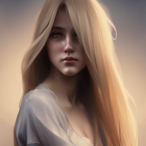 Blonde Woman Portrait in Art Nouveau Style