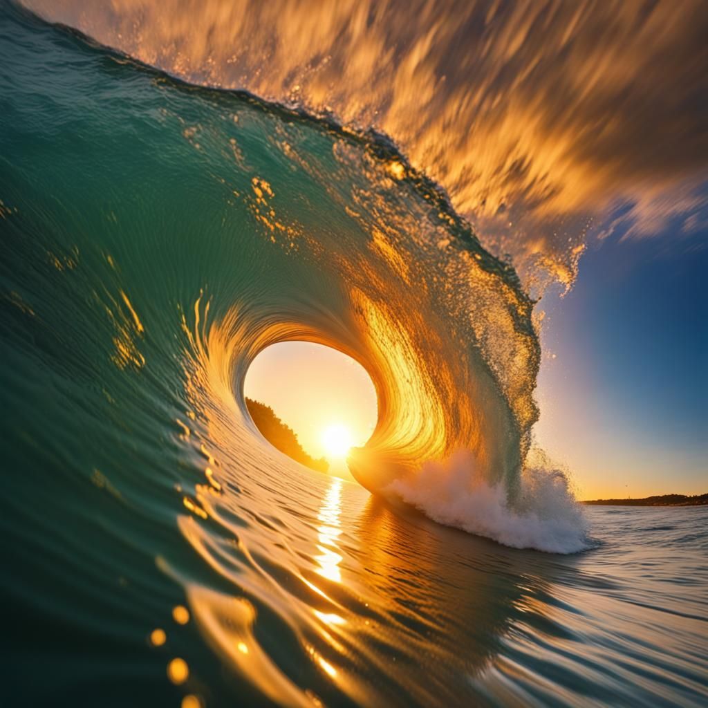 Sunset Wave Breaking: A Subdimensional Ocean View