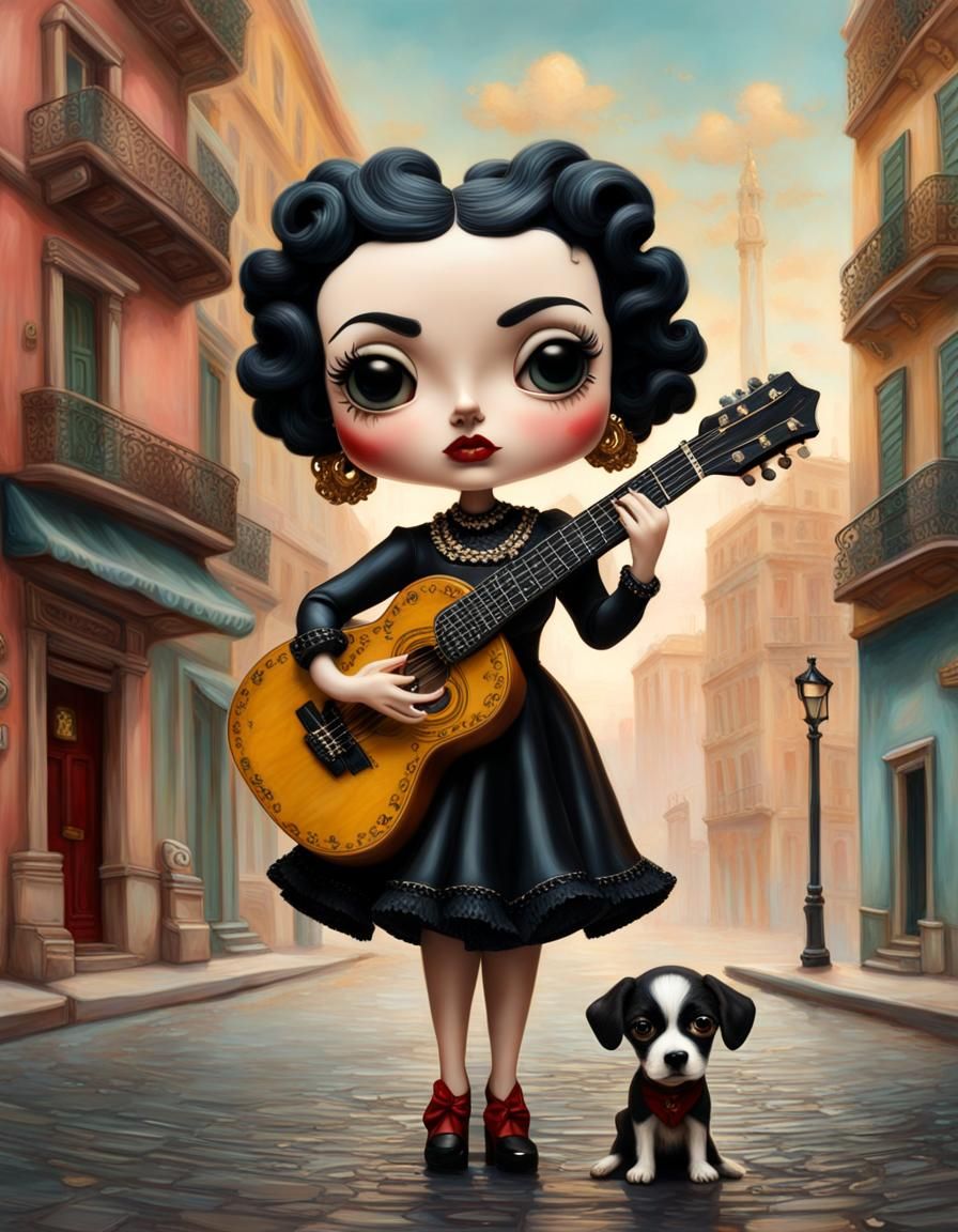 Portuguese Betty Boop as Fado Singer