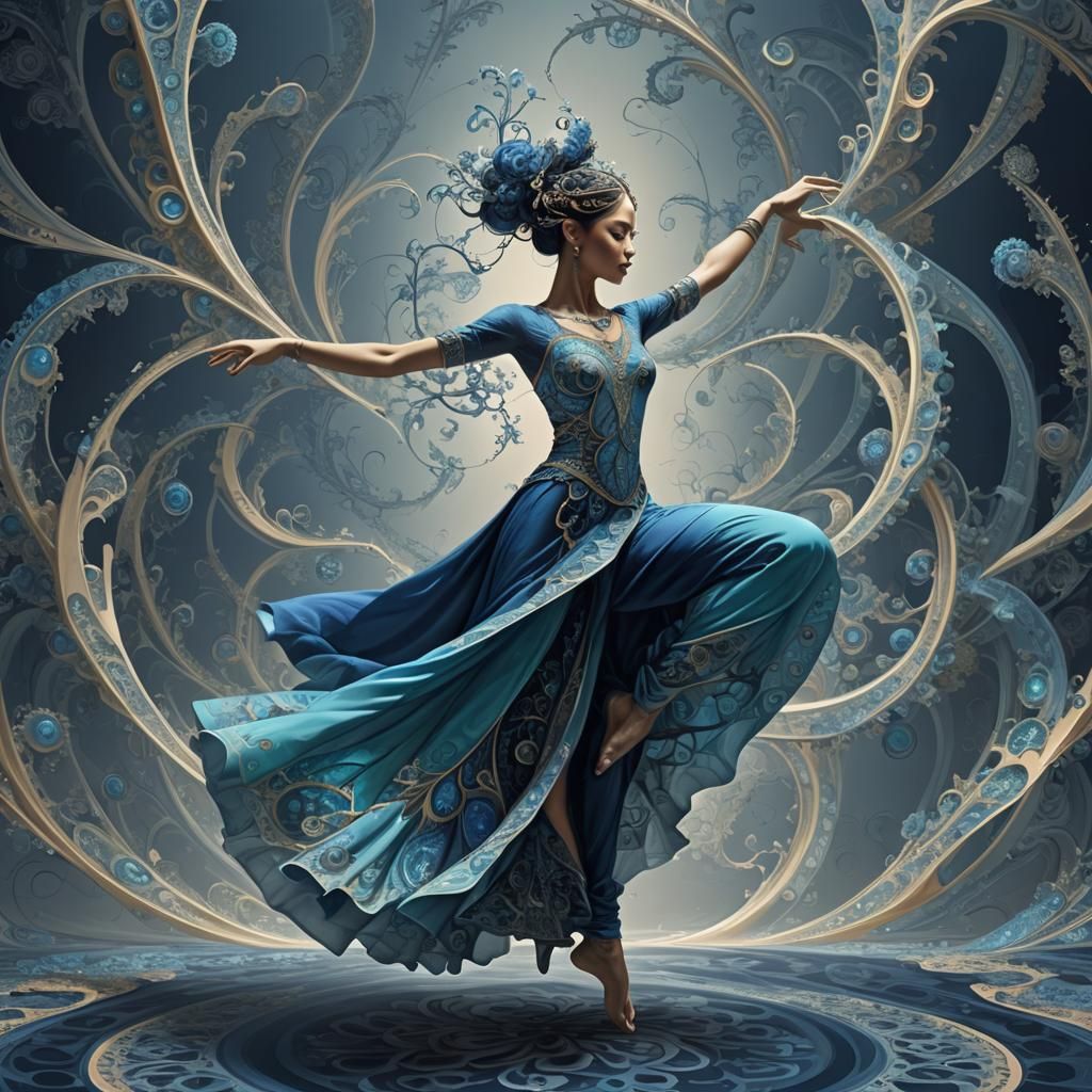 Fractal Dancer in Blue, Indigo, and Cyan