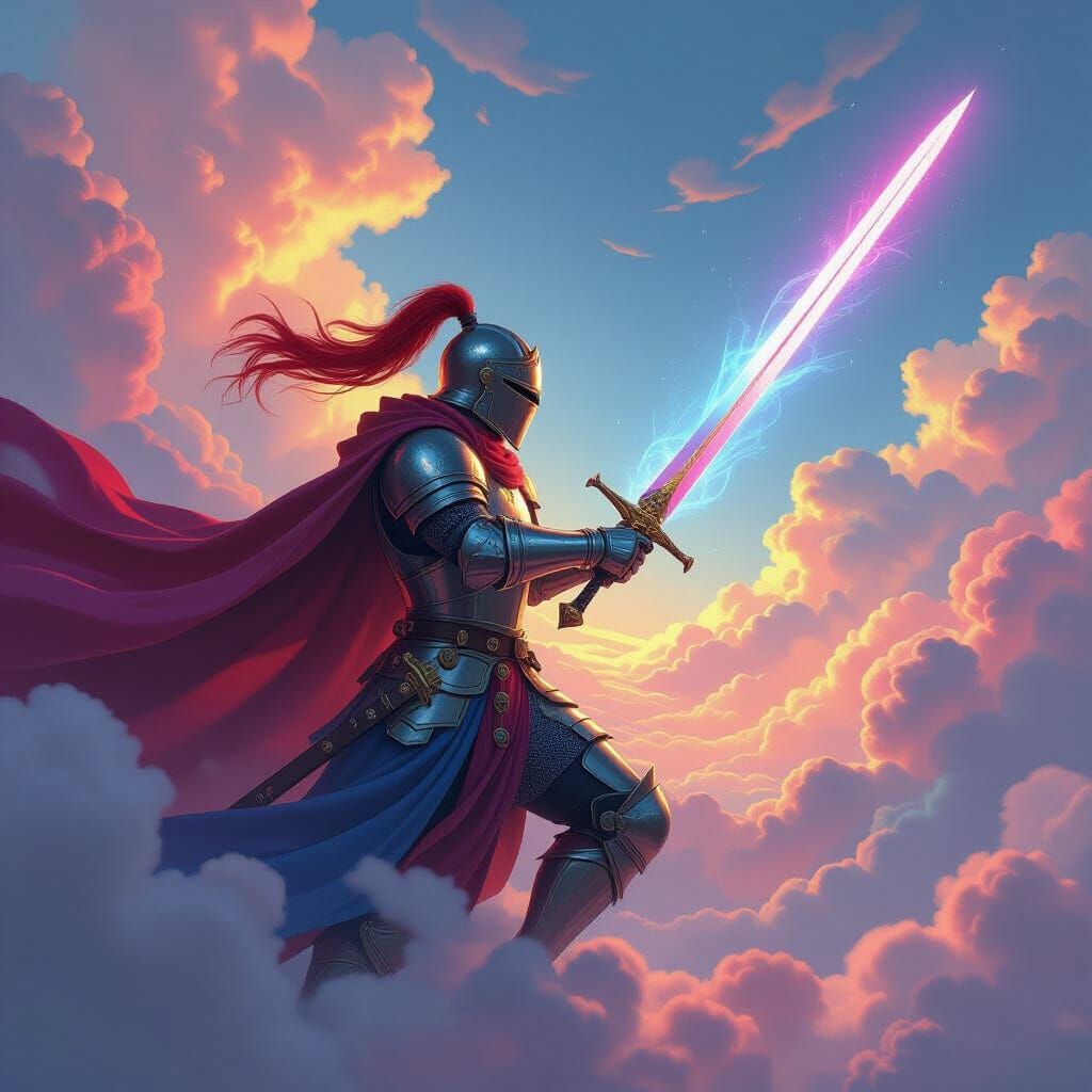 Knight Battling Colors in a Fantasy Matte Painting