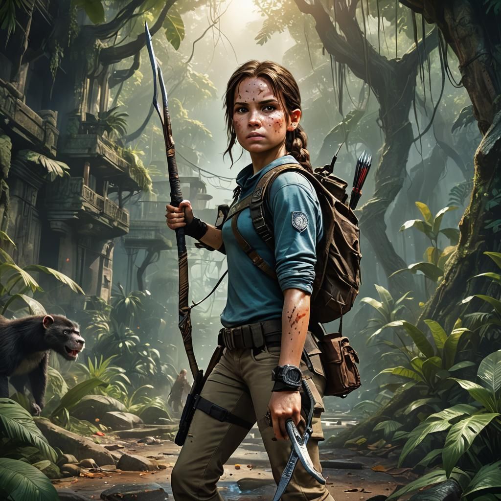 Trendsetting Lara Croft in Ape-Ruled Jungle City