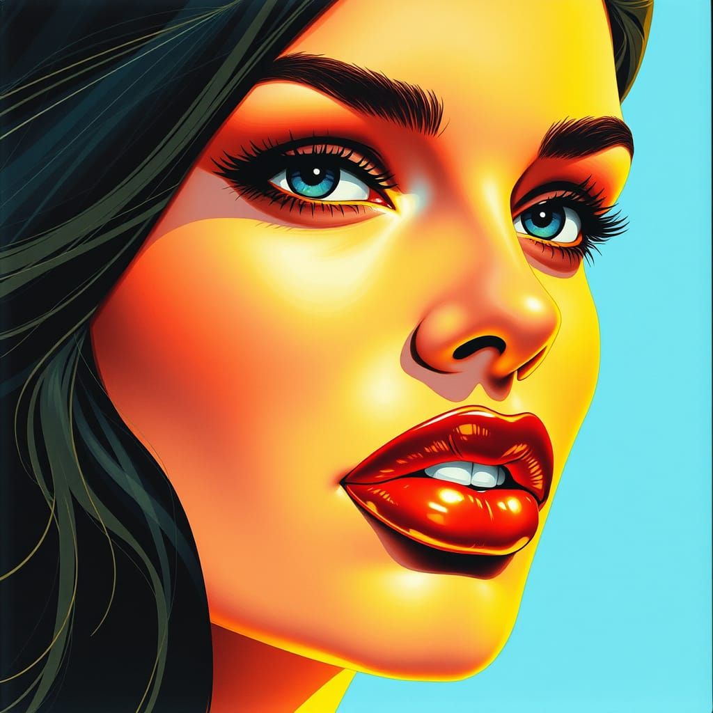 Brooke Shields in 70s airbrush style