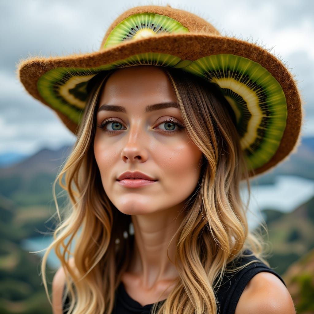 The Kiwi Queen in Whimsical Portrait