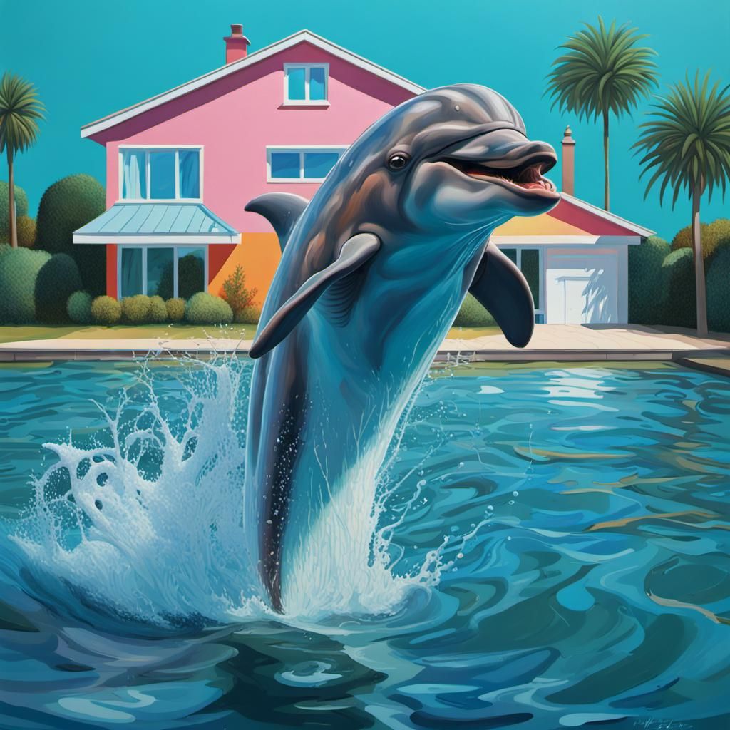 Dolphin Splash by Modern House in Hockney Style