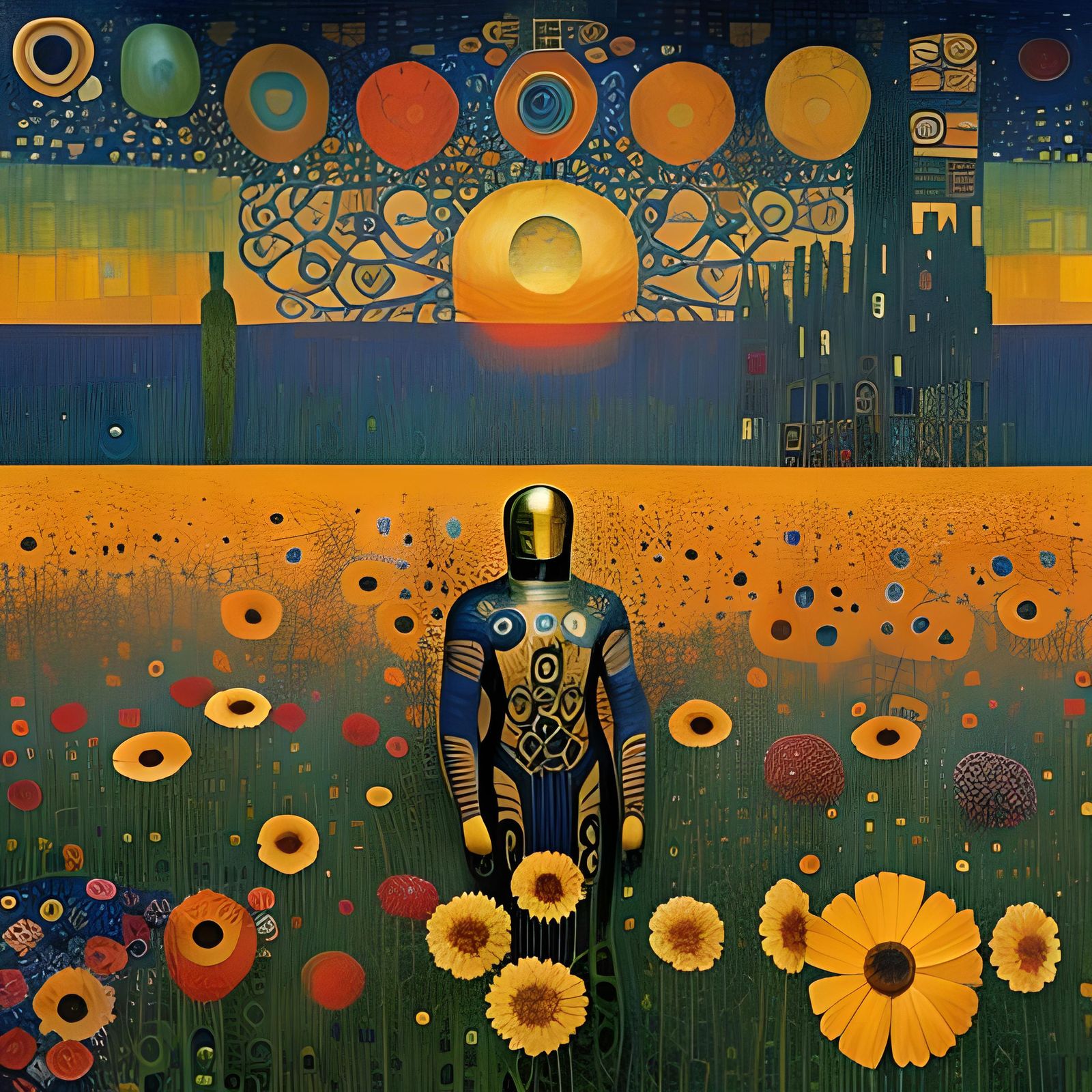 Astronaut in Floral Field: A Surreal Dreamscape