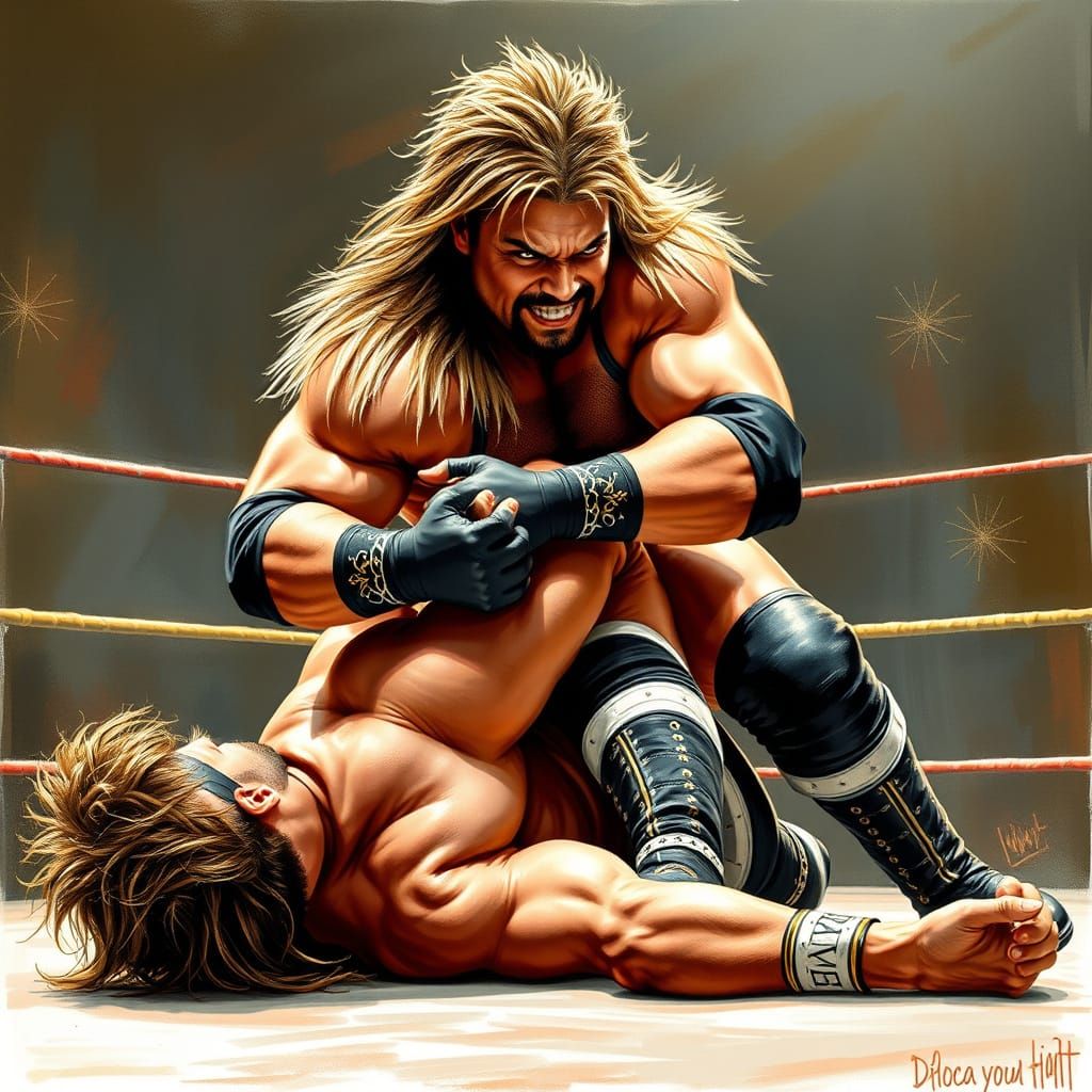 Pro Wrestler Body Slam in Comic Book Style