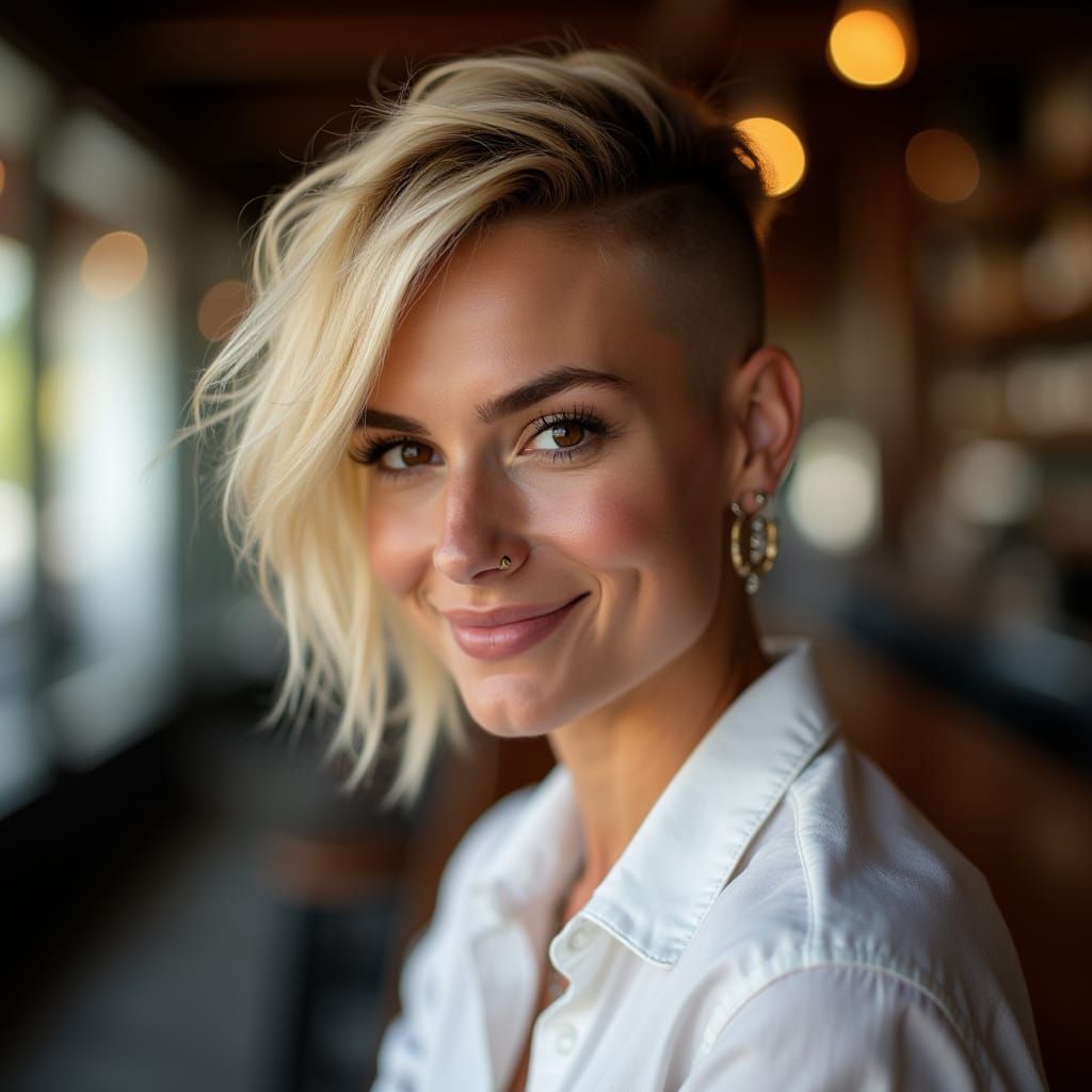 Glamorous Bartender Woman in Elegant Portrait