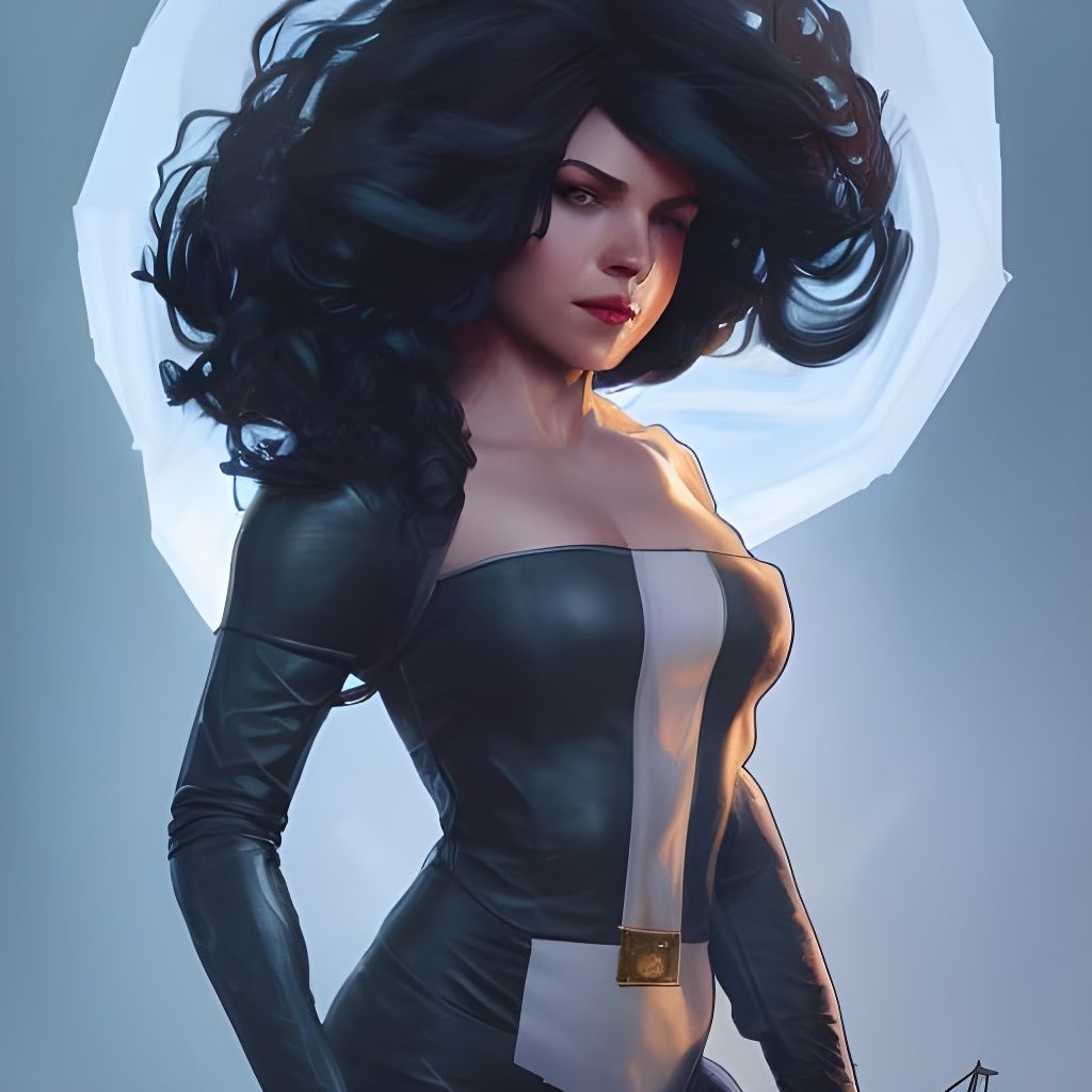 Detailed Superheroine Portrait in Art Nouveau Style