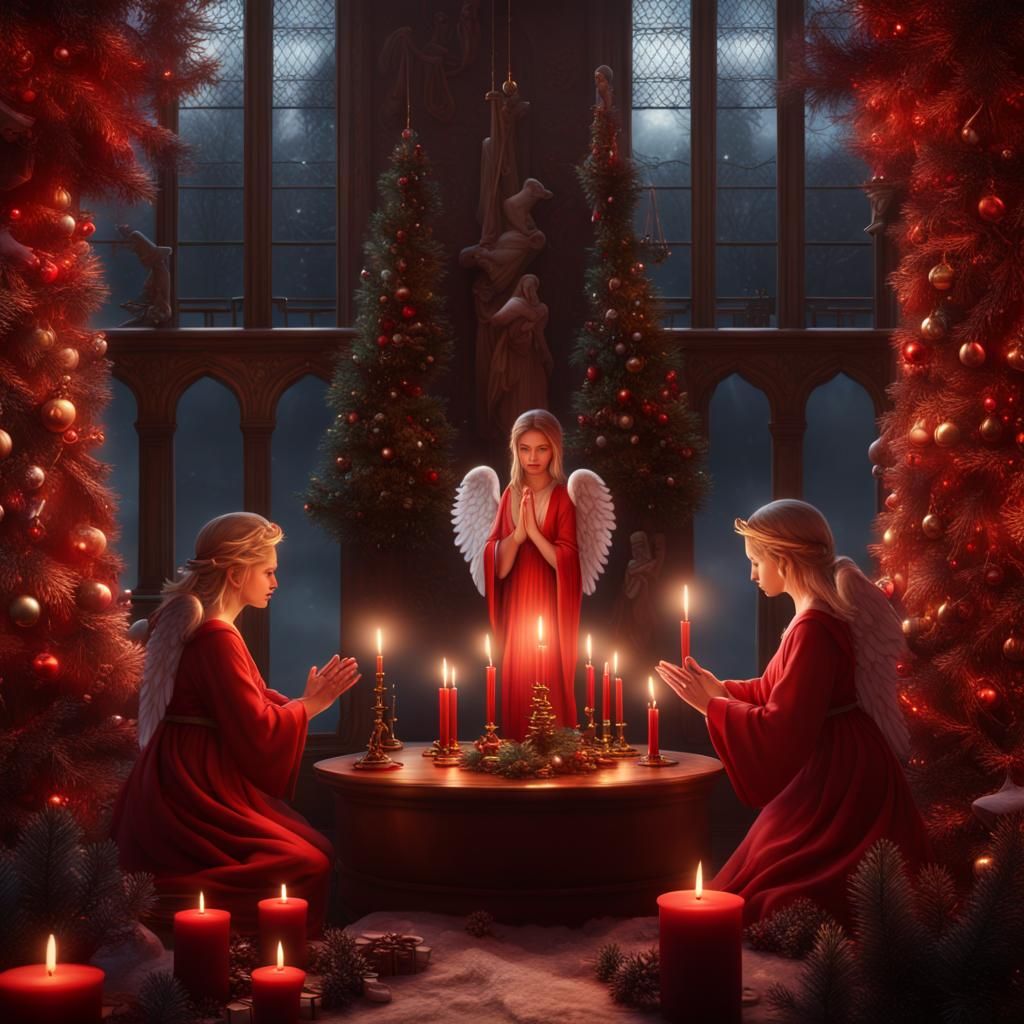 Angelic Christmas Prayer: Detailed Matte Painting