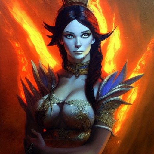 Fire Elementalist Portrait in Oil Painting Style