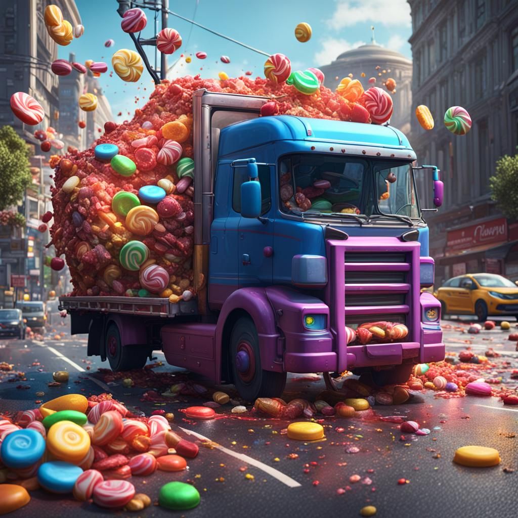 Candy Truck Crash: Fantastical Matte Painting