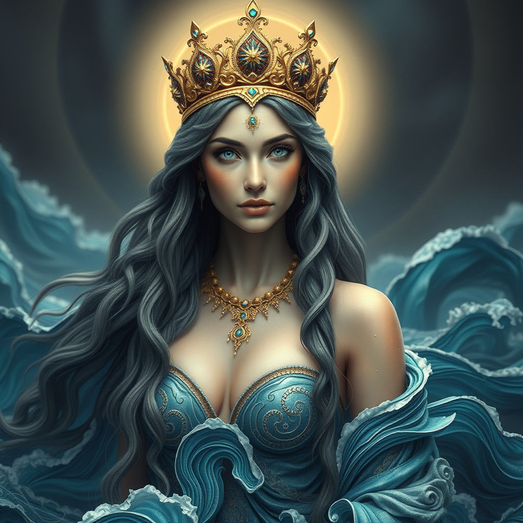 Iranian Water Goddess Anahita in Hyper-Realistic Digital Art