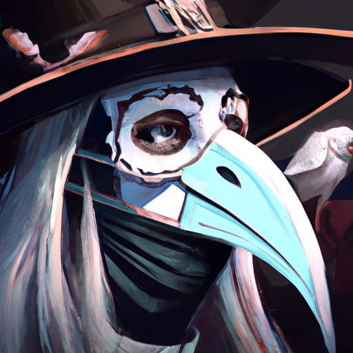 Plague Doctor Portrait in Art Nouveau Style