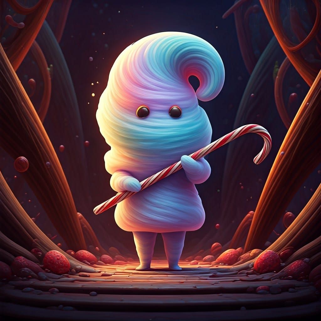 Cotton Candy Humanoid in Dreamscape: Digital Art