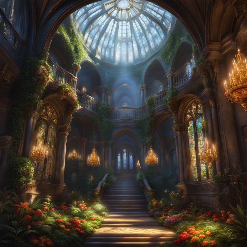 Gorgeous Castle Hall with Golden Architecture