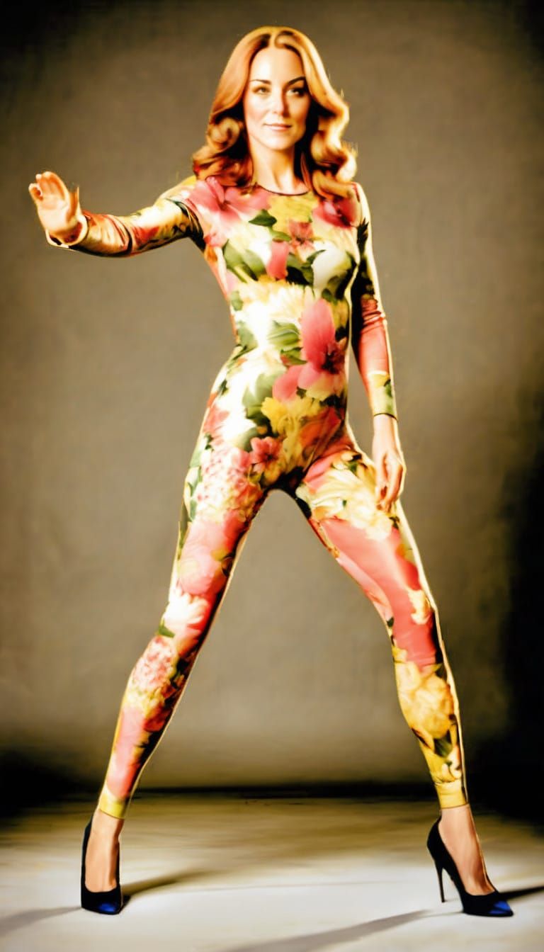 Regal Duchess Surrounded by Blooming Gardens in Vibrant Land...