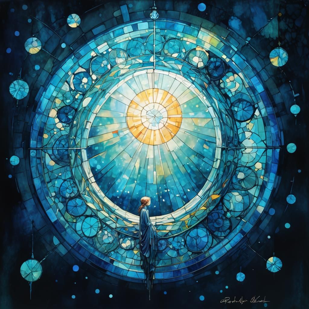 Vibrant Stained Glass in Art Brut Style