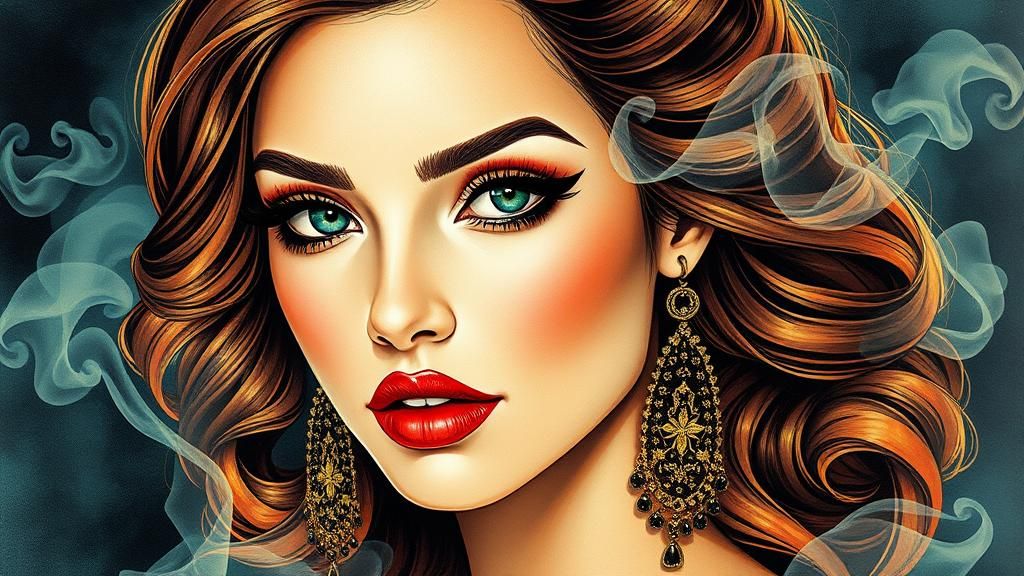 Elegant Woman Portrait in Art Nouveau Style