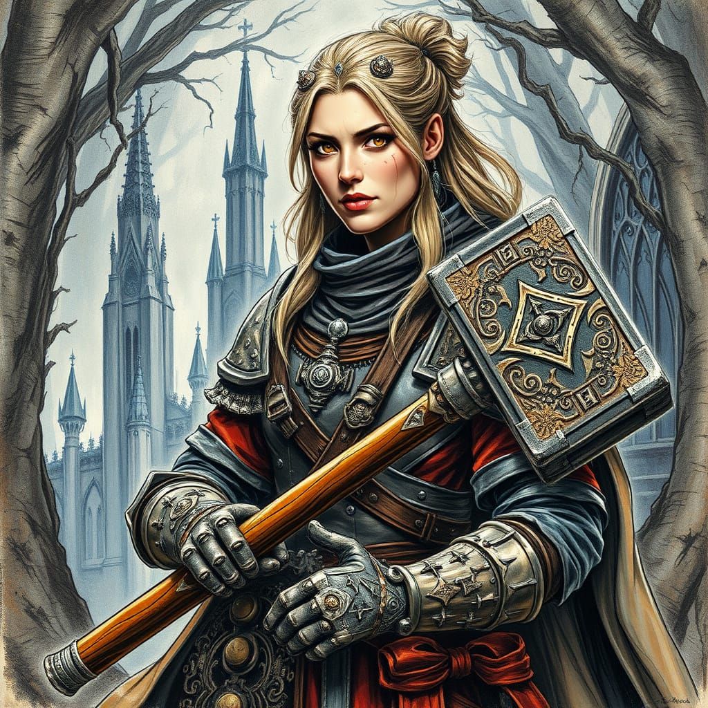 Warrior Priestess of Sigmar, Gothic Fantasy Art