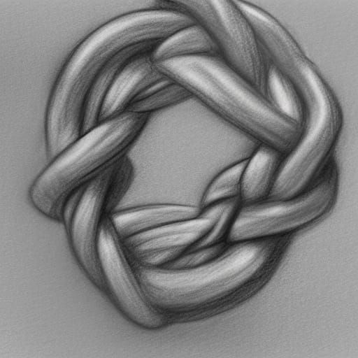 Entangled Knot: Charcoal Sketch with 3D Shading