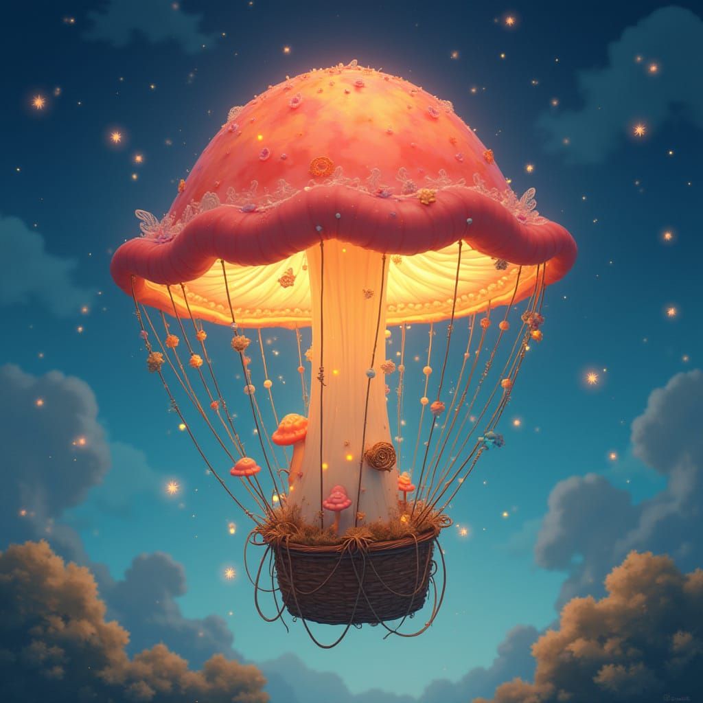 Luminous Jellyfish Mushroom Hot Air Balloon, Dreamy Style