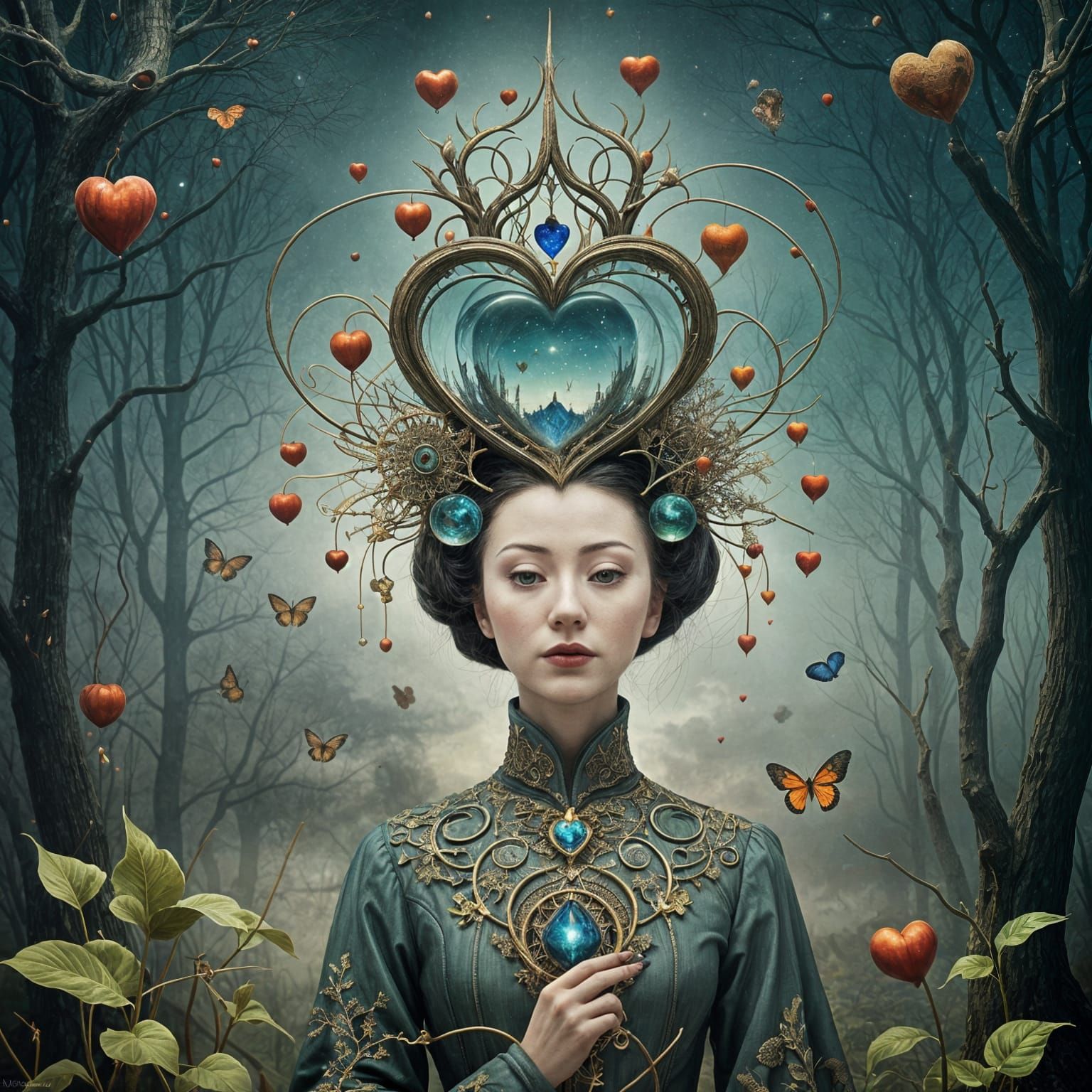 Surreal Cosmic Mind: Intricate Cel-Shaded Portrait