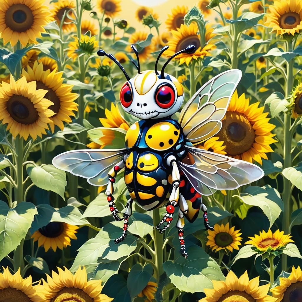 Chibi Dragon-Ladybug in Bee Costume, Macro Photography