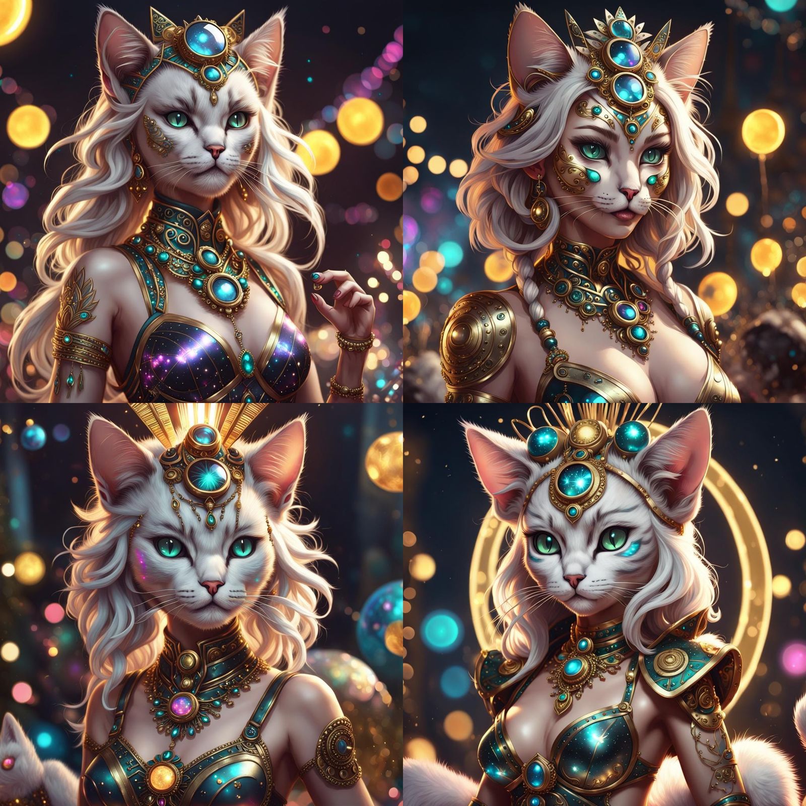 Intricate Cat Goddess Celebrates New Year in Solarpunk Style