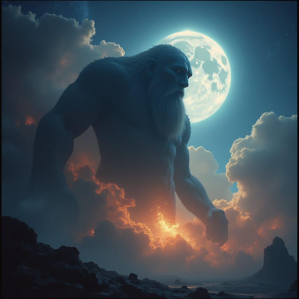 Ancient Cosmic Deity Devours a Planet in a Vibrant Celestial...