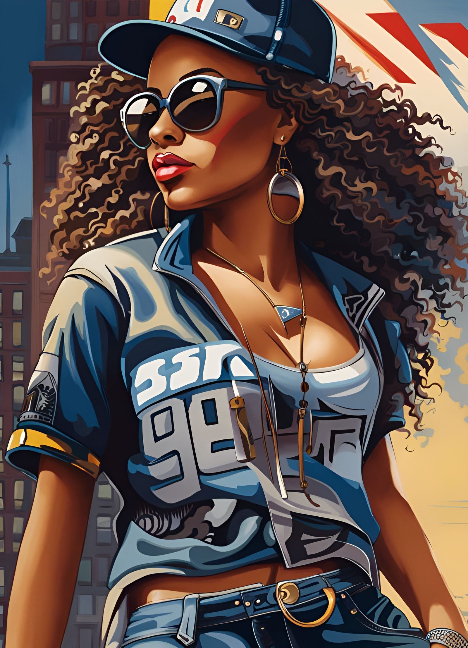 Woman in Hip-Hop Fashion on Urban Street