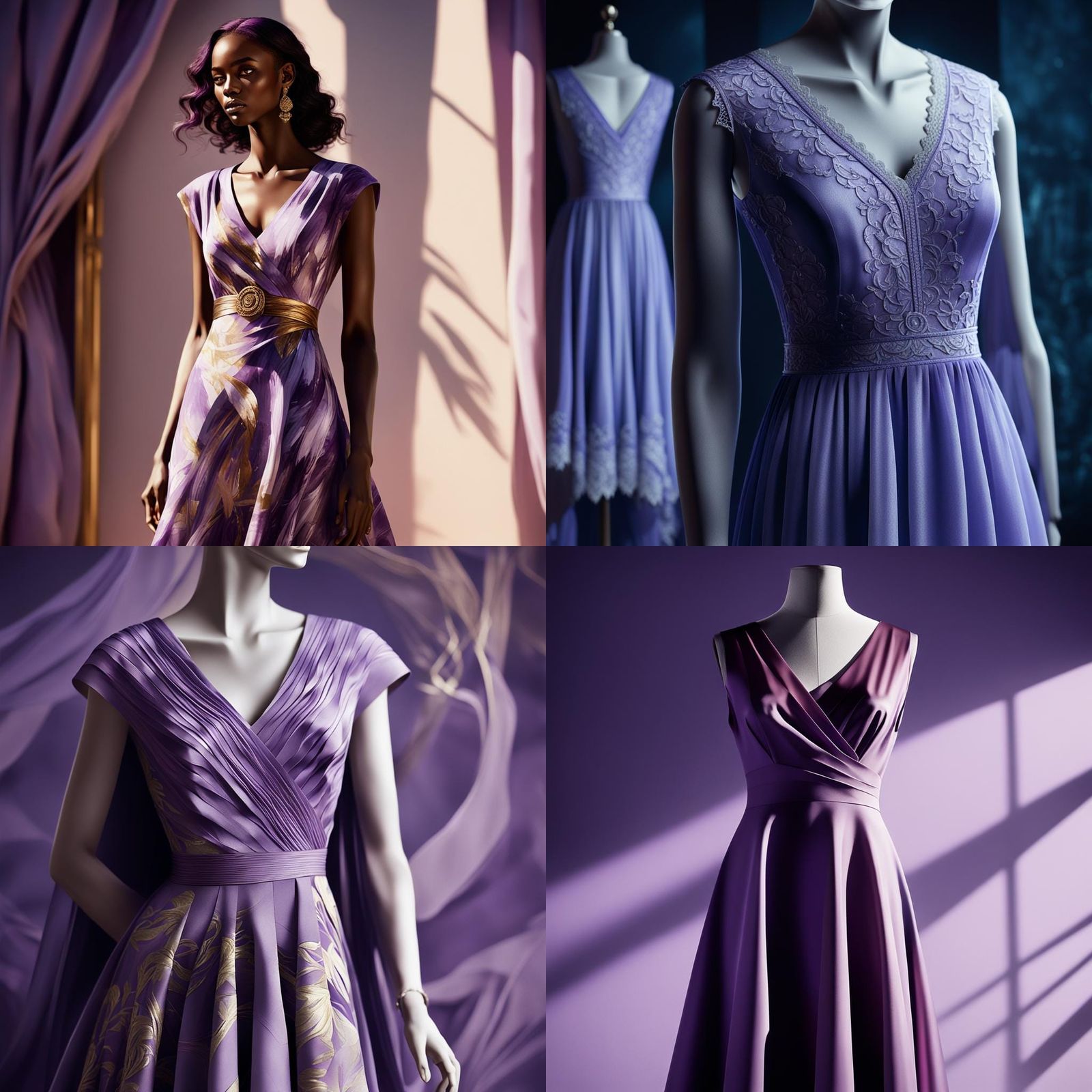 Pale Purple Dress on Mannequin: Matte Painting