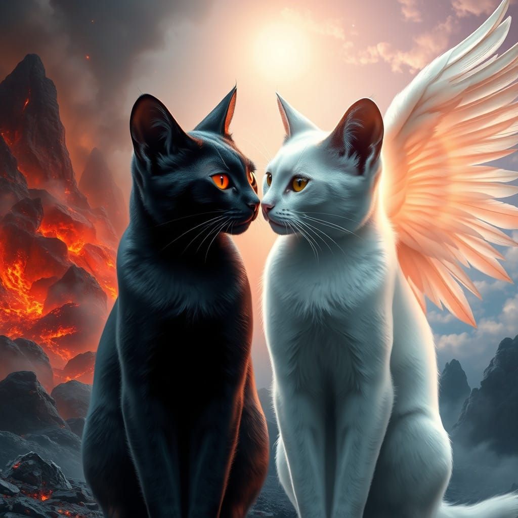 Majestic Felines Embody Heaven and Hell