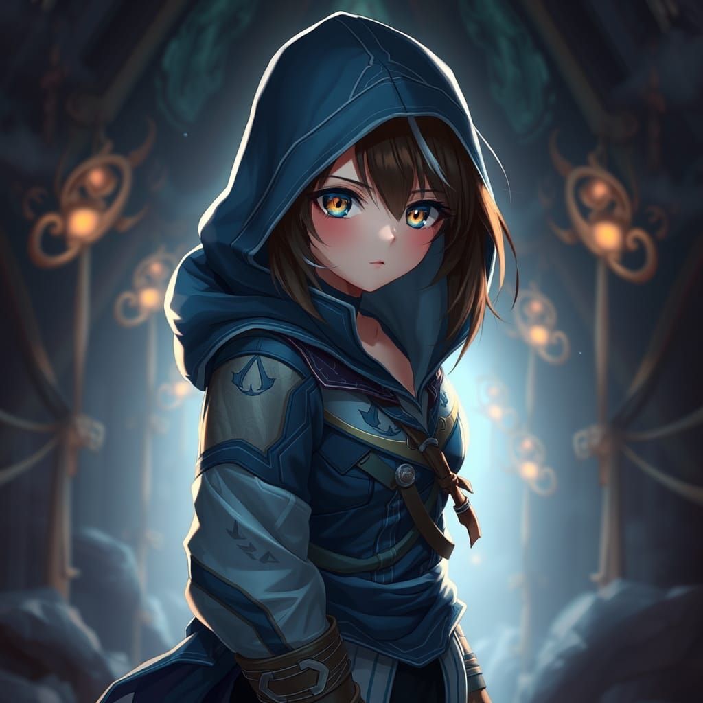 Anime Assassin's Creed Character in Mystical Environment