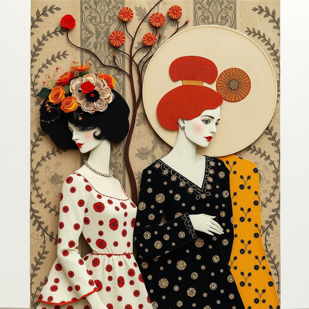 Paper People in Art Nouveau Style