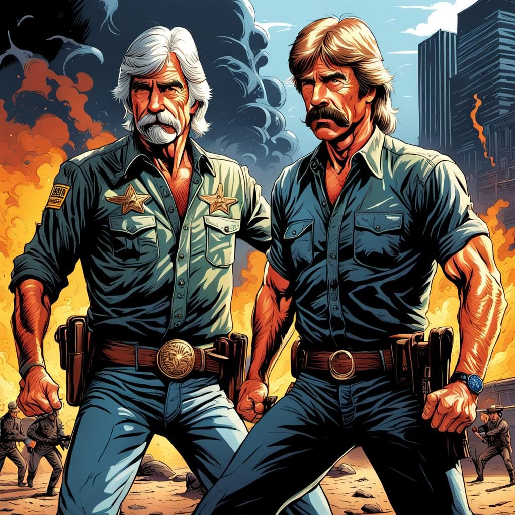 Epic Showdown in Comic Book Art Style