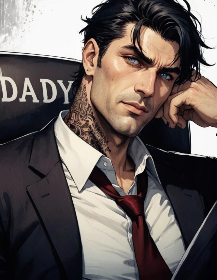 Handsome Mafia Boss with Blue Eyes and Smirk