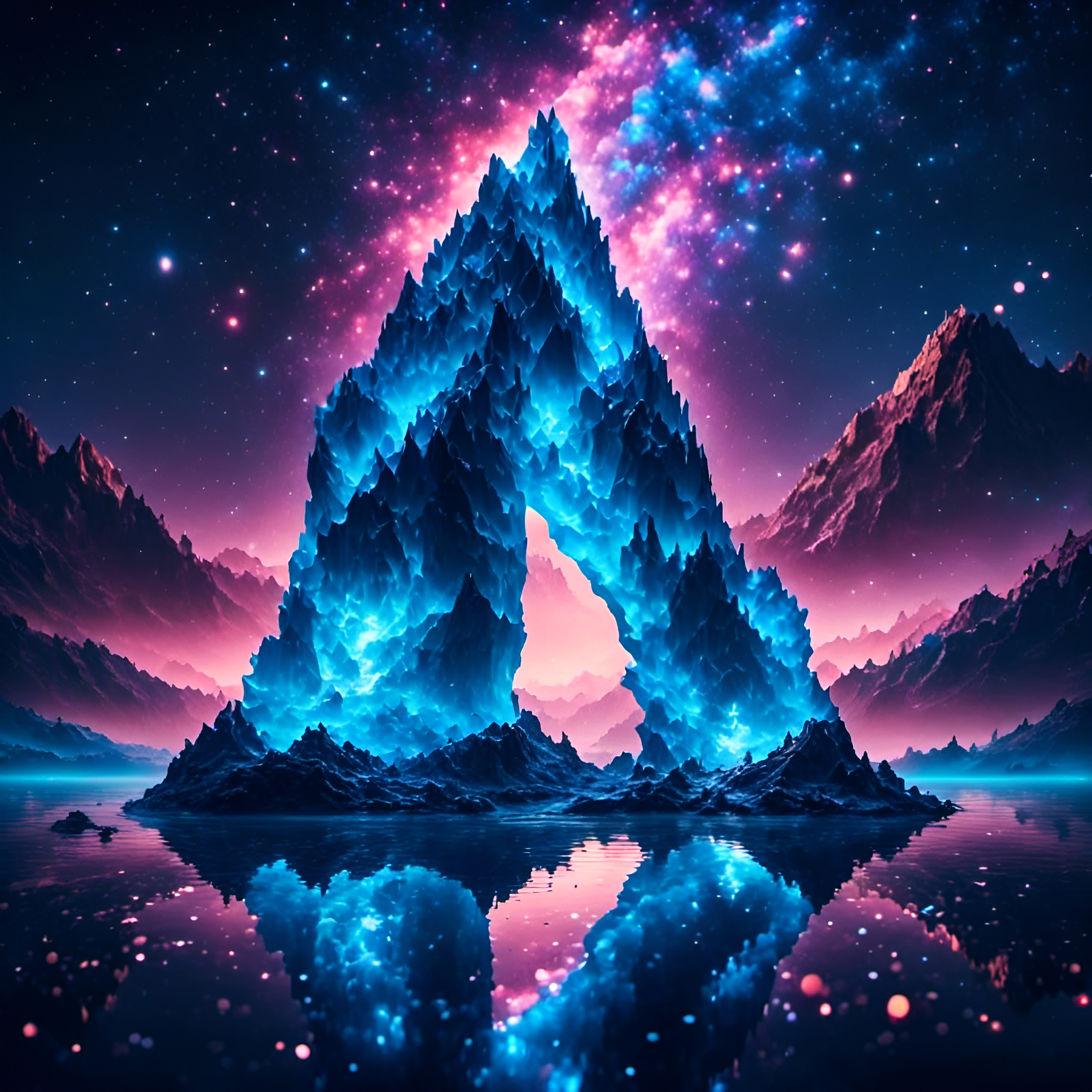 Cinematic Iceberg Sinking into Nebula Lake