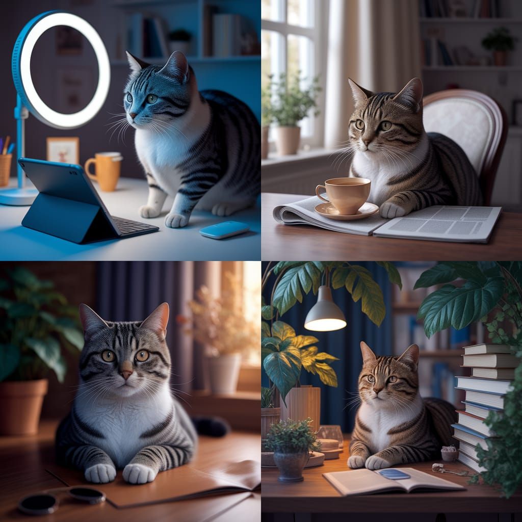 Cats of Different Generations in Cozy Settings