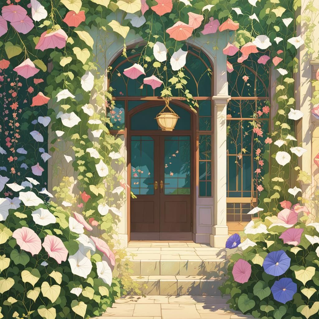 Morning Glory Vines: Fantasy Anime Wallpaper Pattern