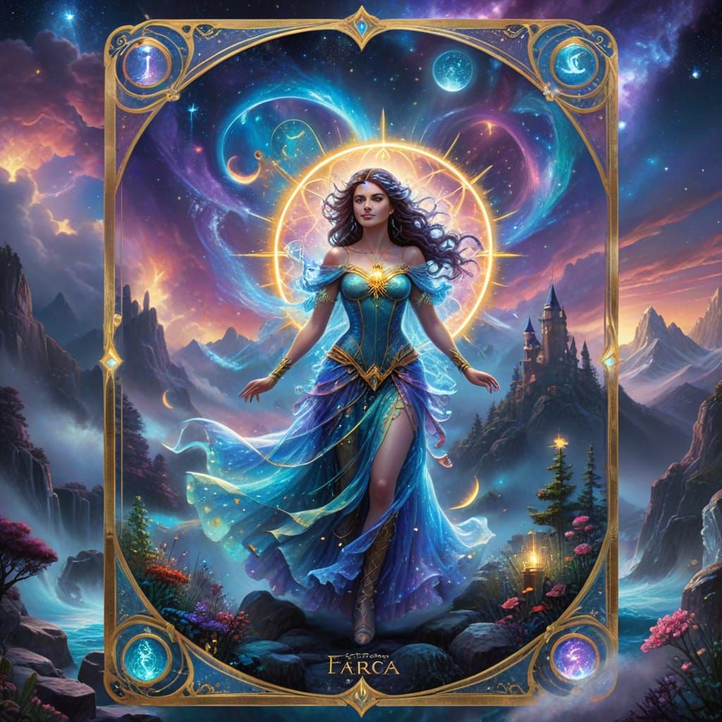 Holographic Tarot Card in Astral Fantasy Style