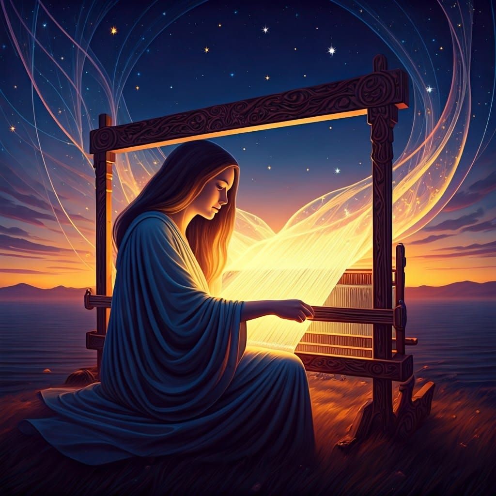 Weaving Dreams: Ethereal Threads in Twilight Sky