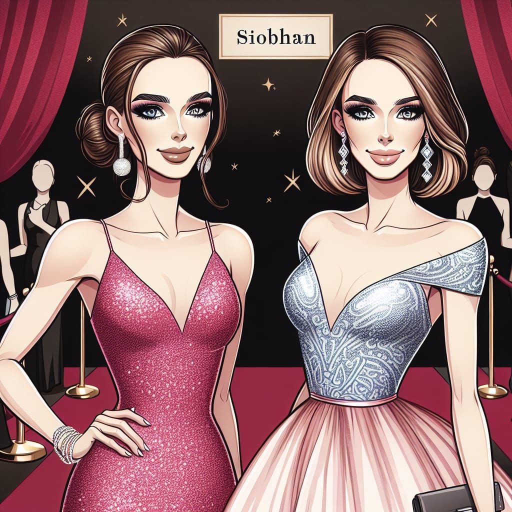 Elegant Trans Woman on Red Carpet: Glamorous Illustration